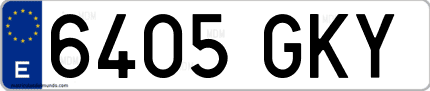 Ejemplo de matrícula de coche ordinaria 6405 GKY
