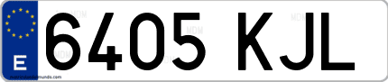 Ejemplo de matrícula de coche ordinaria 6405 KJL