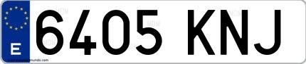 Ejemplo de matrícula española 6405 KNJ