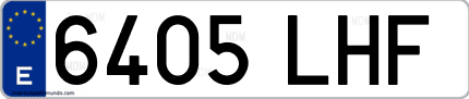 Ejemplo de matrícula de coche ordinaria 6405 LHF