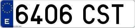 Ejemplo de matrícula española 6406 CST