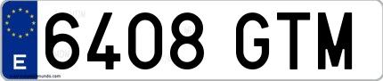 Ejemplo de matrícula española 6408 GTM
