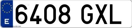 Ejemplo de matrícula española 6408 GXL