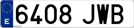 Ejemplo de matrícula española 6408 JWB