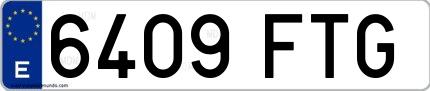 Ejemplo de matrícula española 6409 FTG
