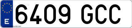 Ejemplo de matrícula española 6409 GCC