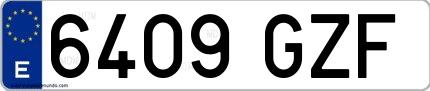 Ejemplo de matrícula española 6409 GZF