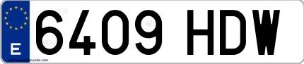 Ejemplo de matrícula española 6409 HDW
