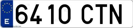 Ejemplo de matrícula de coche ordinaria 6410 CTN