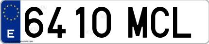 Ejemplo de matrícula española 6410 MCL