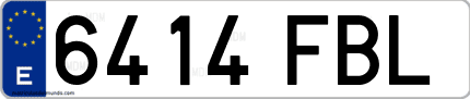 Ejemplo de matrícula de coche ordinaria 6414 FBL
