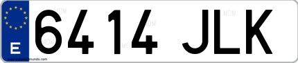 Ejemplo de matrícula española 6414 JLK