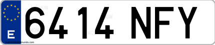 Ejemplo de matrícula de coche ordinaria 6414 NFY