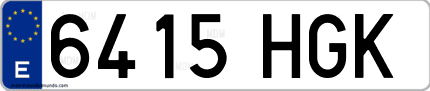 Ejemplo de matrícula de coche ordinaria 6415 HGK