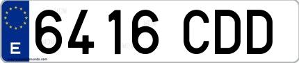 Ejemplo de matrícula española 6416 CDD