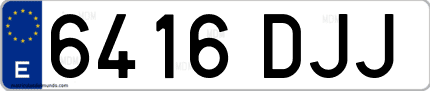 Ejemplo de matrícula de coche ordinaria 6416 DJJ