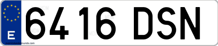 Ejemplo de matrícula de coche ordinaria 6416 DSN
