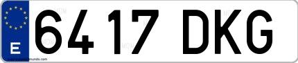Ejemplo de matrícula española 6417 DKG