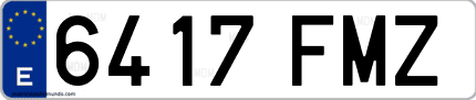 Ejemplo de matrícula de coche ordinaria 6417 FMZ
