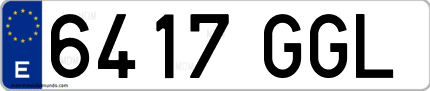 Ejemplo de matrícula de coche ordinaria 6417 GGL
