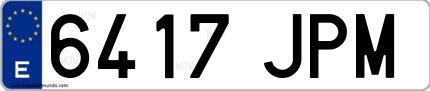 Ejemplo de matrícula española 6417 JPM