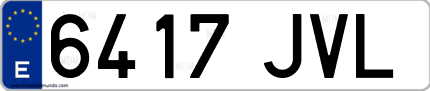 Ejemplo de matrícula de coche ordinaria 6417 JVL