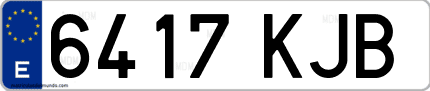 Ejemplo de matrícula de coche ordinaria 6417 KJB