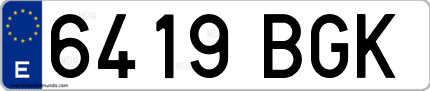 Ejemplo de matrícula de coche ordinaria 6419 BGK
