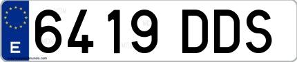 Ejemplo de matrícula española 6419 DDS