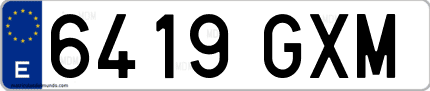 Ejemplo de matrícula de coche ordinaria 6419 GXM