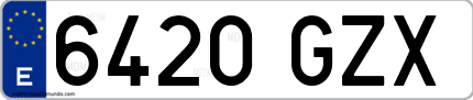 Ejemplo de matrícula de coche ordinaria 6420 GZX
