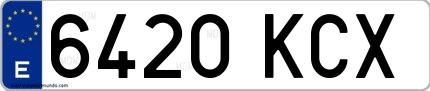 Ejemplo de matrícula española 6420 KCX