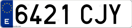 Ejemplo de matrícula de coche ordinaria 6421 CJY
