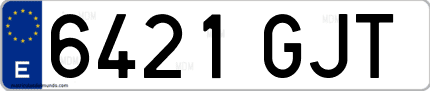 Ejemplo de matrícula de coche ordinaria 6421 GJT
