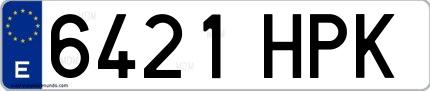 Ejemplo de matrícula española 6421 HPK