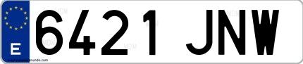 Ejemplo de matrícula española 6421 JNW