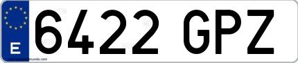 Ejemplo de matrícula española 6422 GPZ