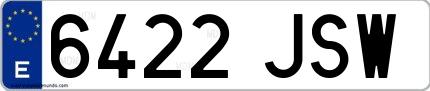 Ejemplo de matrícula española 6422 JSW