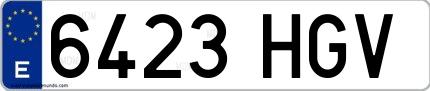 Ejemplo de matrícula española 6423 HGV