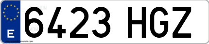 Ejemplo de matrícula de coche ordinaria 6423 HGZ