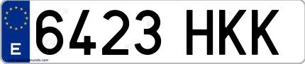 Ejemplo de matrícula española 6423 HKK