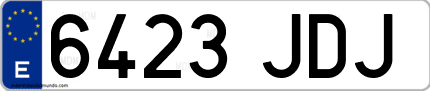Ejemplo de matrícula de coche ordinaria 6423 JDJ