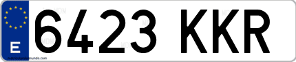 Ejemplo de matrícula de coche ordinaria 6423 KKR