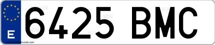 Ejemplo de matrícula española 6425 BMC