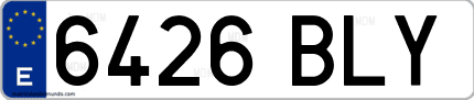 Ejemplo de matrícula de coche ordinaria 6426 BLY