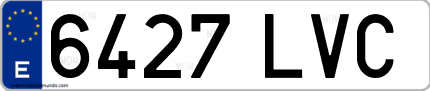 Ejemplo de matrícula de coche ordinaria 6427 LVC
