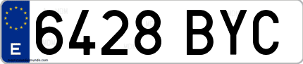 Ejemplo de matrícula de coche ordinaria 6428 BYC