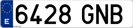 Ejemplo de matrícula de coche ordinaria 6428 GNB