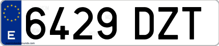 Ejemplo de matrícula de coche ordinaria 6429 DZT