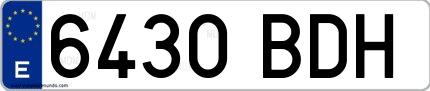 Ejemplo de matrícula española 6430 BDH
